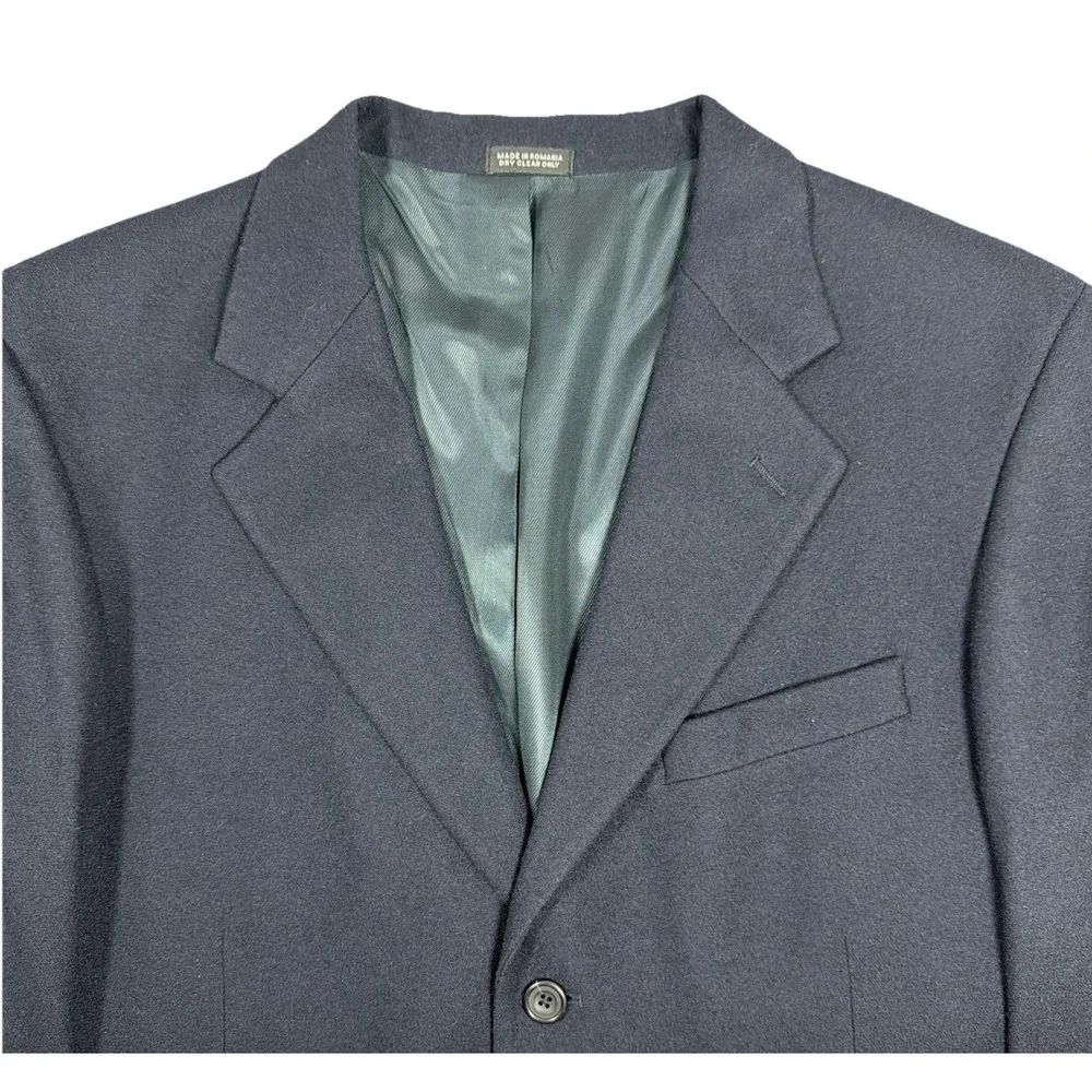 Oscar De La Renta Mens Wool Cashmere Blazer Sports Coat Jacket Dark Blue 42R